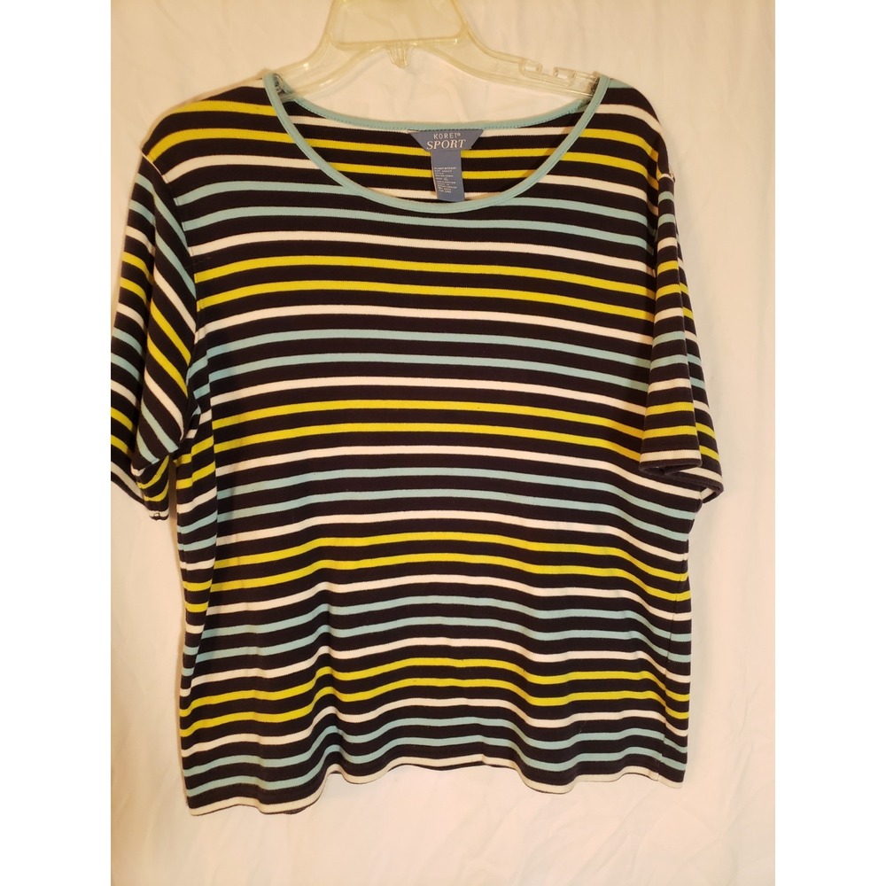 Women's Koret Multicolor Striped Short Sleeve Top Size XL